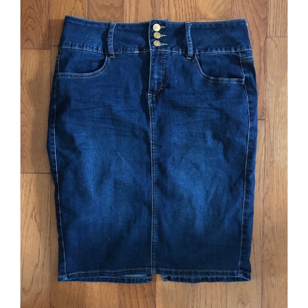 One5One Skort Womens Large Blue Denim Cargo Midi Skirt Utility Pockets Western